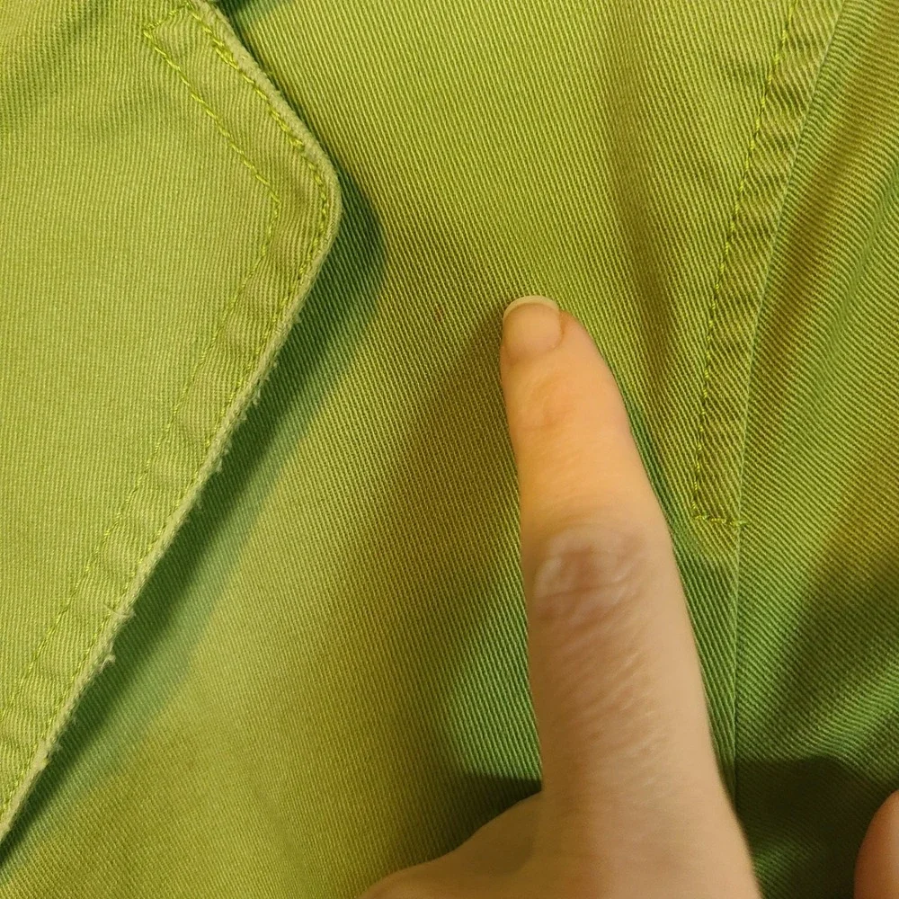 VTG Y2K J Crew Single Button Blazer Women S Cotton Twill Lime Green 3/4 Sleeve